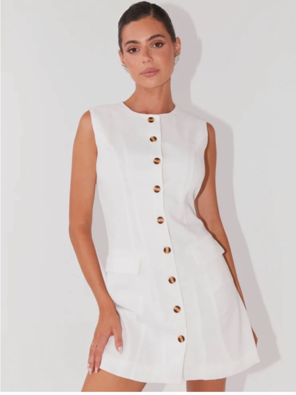 Peppermayo White Castello Fiore Linen Mini Dress